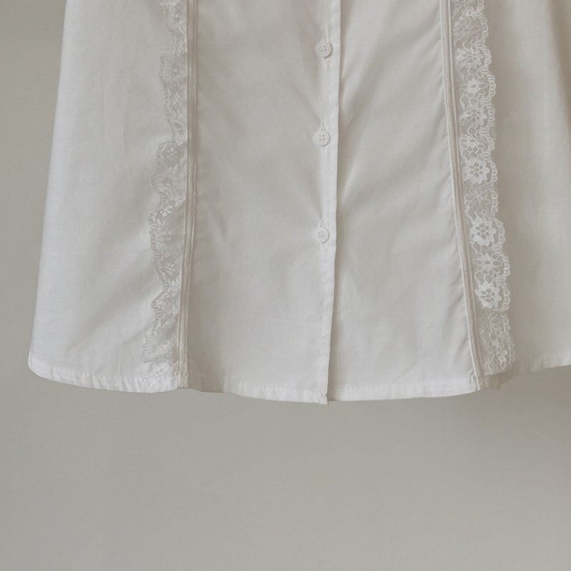 韩国直邮cherrykoko夏蕾丝边白衬衫 thejamy海外衬衫