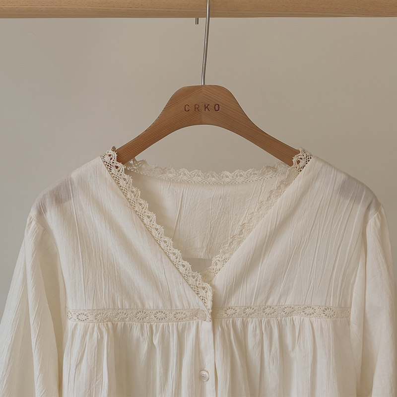 【奶油色现货】cherrykoko蕾丝女衬衫 thejamy海外衬衫