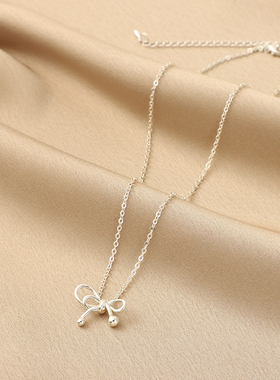 925银铜o字链女蝴蝶结项链