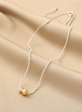 铜S925银蛇骨链女式双环项链