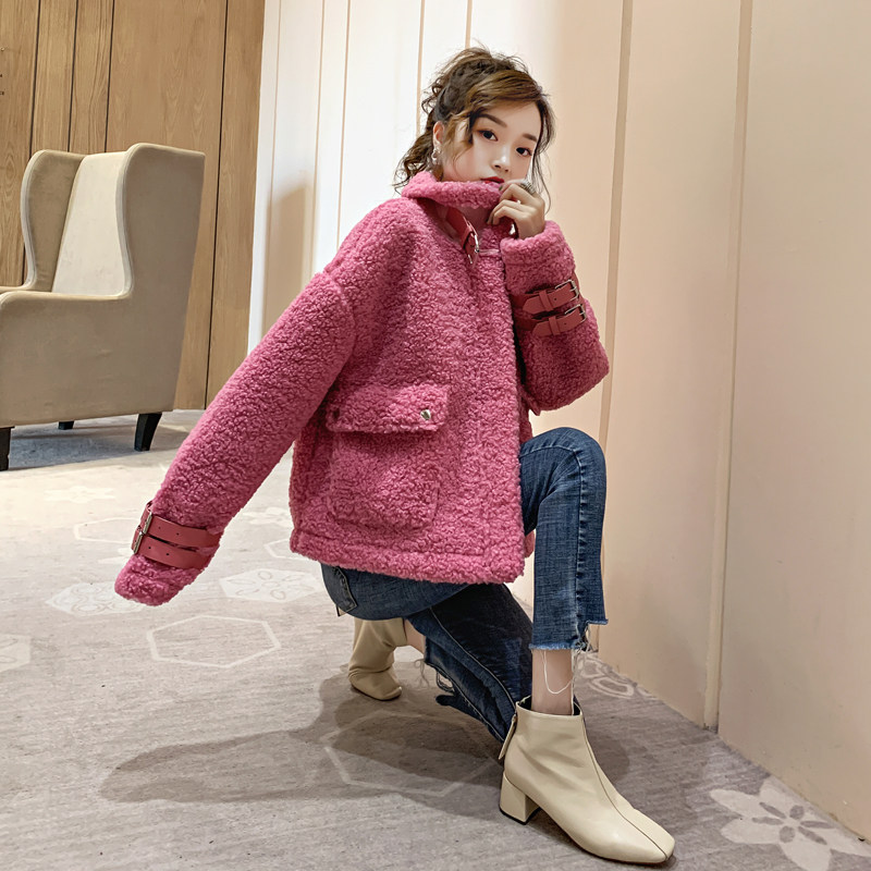 鹿皮绒短款羊羔毛外套秋冬季2020年 baabibaaby短外套