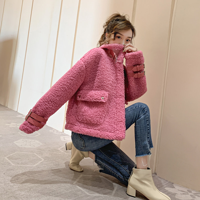 鹿皮绒短款羊羔毛外套秋冬季2020年 baabibaaby短外套