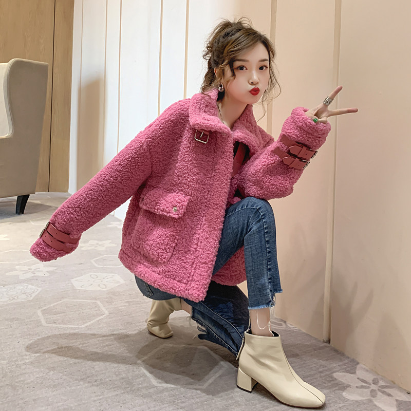 鹿皮绒短款羊羔毛外套秋冬季2020年 baabibaaby短外套