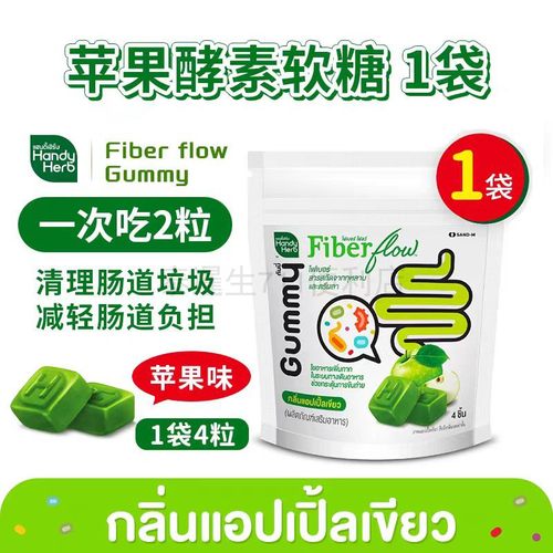 泰国7-11青苹果软糖HandyHerbFiberFlow膳食纤维酵素拉屎清宿便 - 图0