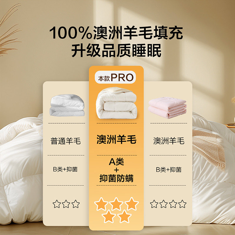 【蜜蜂心愿社】水星集团百丽丝100%澳洲进口羊毛被子,淘宝优惠券,粉丝福利购,淘宝优惠卷