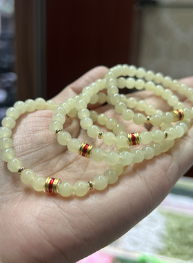 天然和田玉 黄口料手串 卡6㎜ 一手五条卖不拆