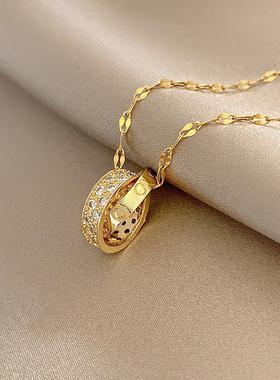 轻奢其他女欧美镶钻双环吊坠