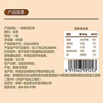 【一品玉】新疆一级免洗红枣900g[24元优惠券]-寻折猪