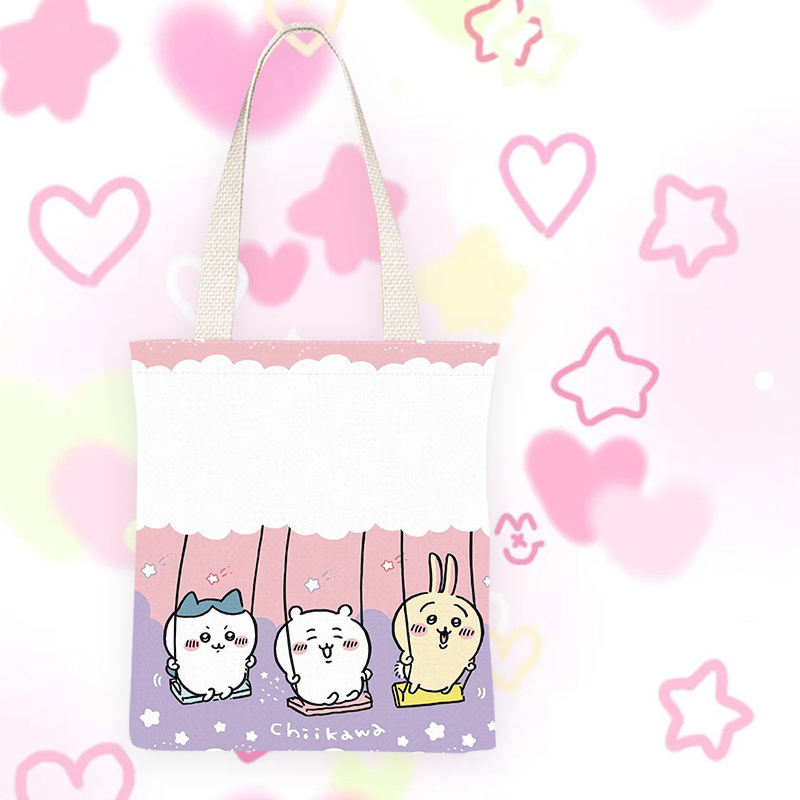 吉伊卡哇文件袋帆布袋大容量单肩包购物布袋手提大容量chiikawa - 图2