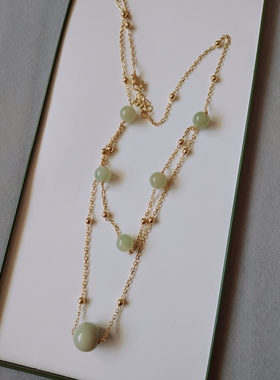 天然东陵玉项链 晴水色 吊坠配链珠子满天星细项链女春夏锁骨链