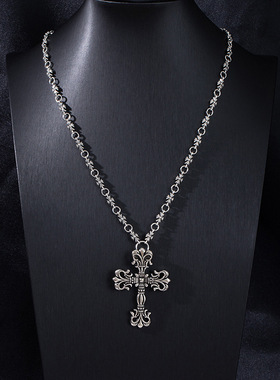日韩时尚夜店潮人十字架项链感复古时尚个性霸气毛衣链项饰品
