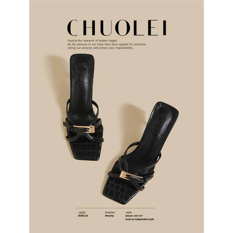 法式外穿拖鞋女2026夏季新款仙女晚风配裙子黑色百搭细带高跟凉鞋,淘宝优惠券,粉丝福利购,淘宝优惠卷