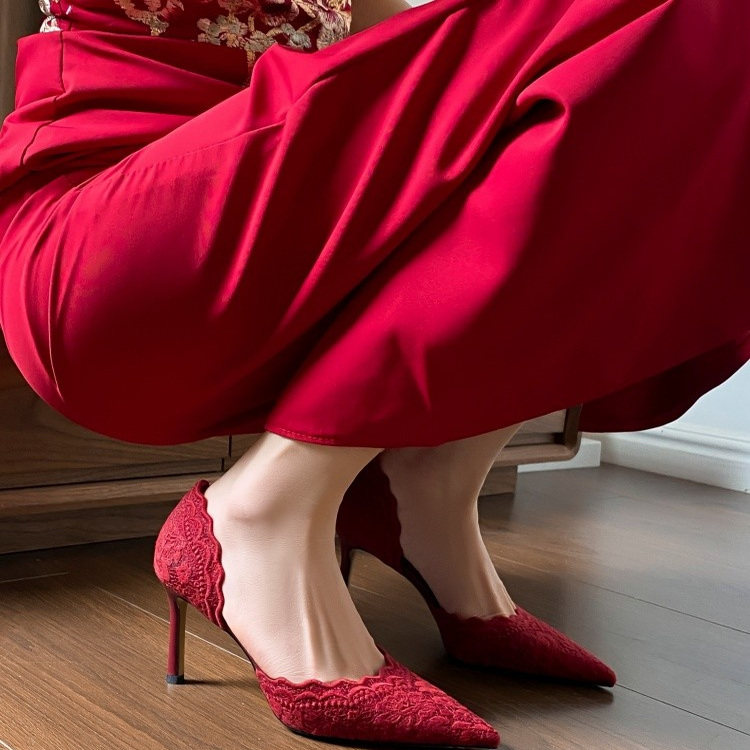 中式刺绣红色高跟鞋女中空春夏季新款气质秀禾婚纱两穿婚鞋新娘鞋,淘宝优惠券,粉丝福利购,淘宝优惠卷