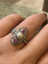 12 9 (new art sisters home) wild pearl red gem phargold ring