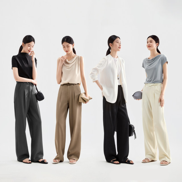 IHIMI Haimi temperament pants ແອວສູງຊື່ສໍາລັບແມ່ຍິງ
