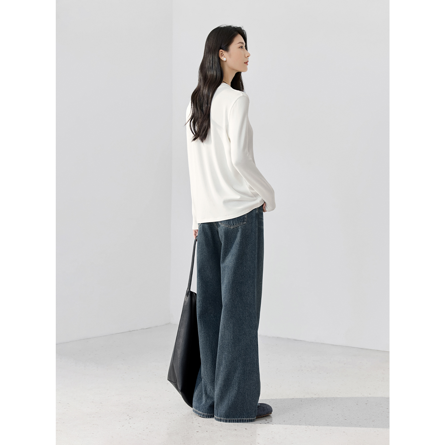 【会员8折】IHIMI海谧秋冬叠穿打底衫T恤女冬季亲肤软糯针织上衣 - 图3