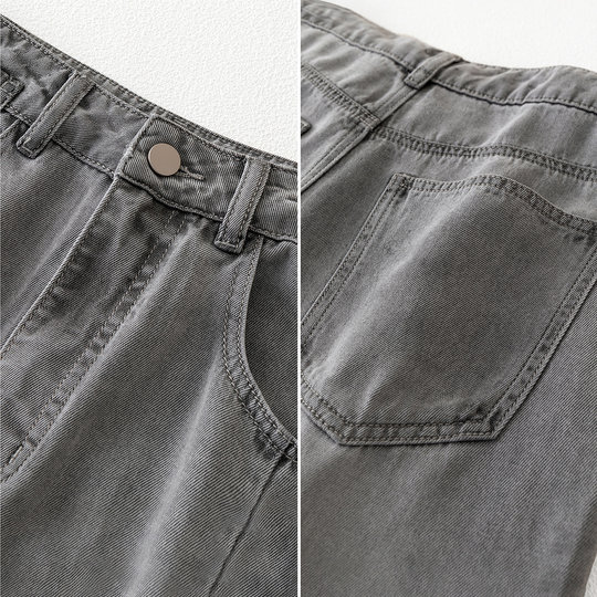 IHMI海谧雅痞风轻薄莱赛尔牛仔阔腿裤女2025夏季高级感直筒休闲裤