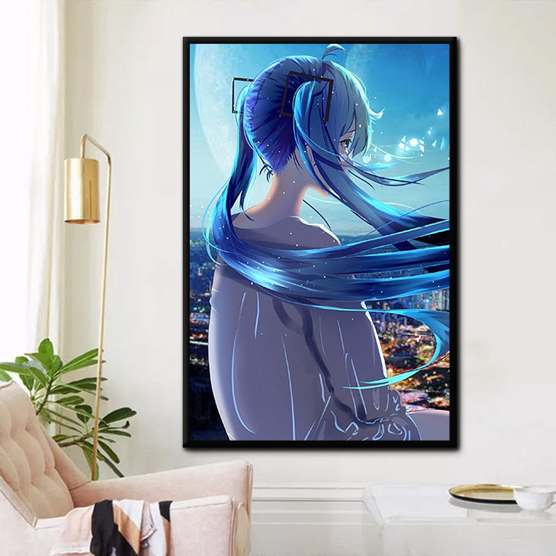 初音未来diy数字油画动漫手工卡通油彩画手绘颜料填充丙烯装饰画