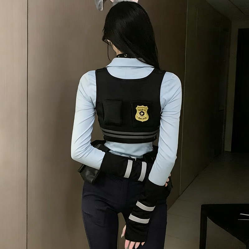 cos角色扮演兔子警官网红朱迪袖辣妹黑色简约灰条横杆手套新款,淘宝优惠券,粉丝福利购,淘宝优惠卷