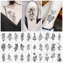 Tattoo Sticker Waterproof Persistent Female Sensual Arm Dark Black Flowers Vegetarian Color Arm Thighs Emulation Personality Stickers