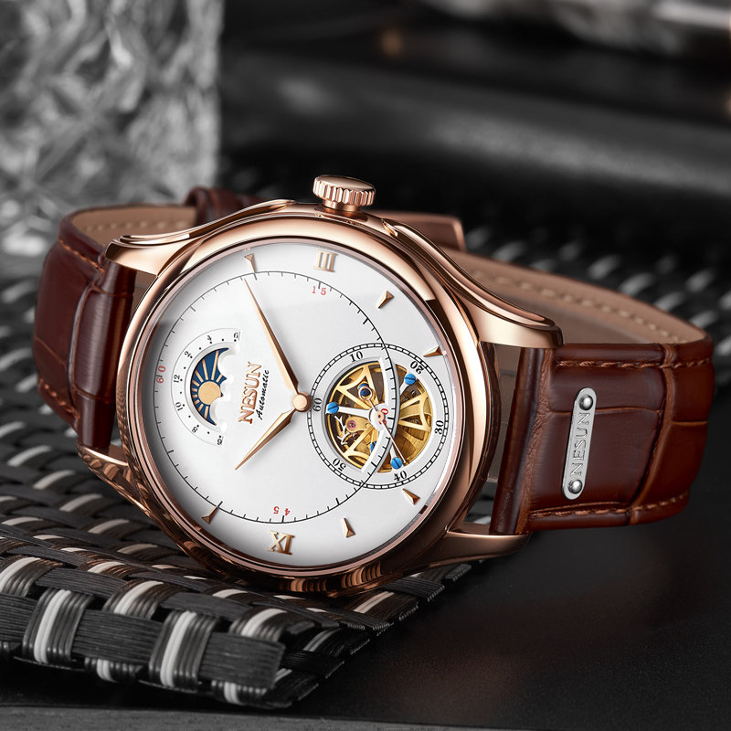 尼尚男士全自动时尚防水镂空机械表 nesun尼尚国产腕表