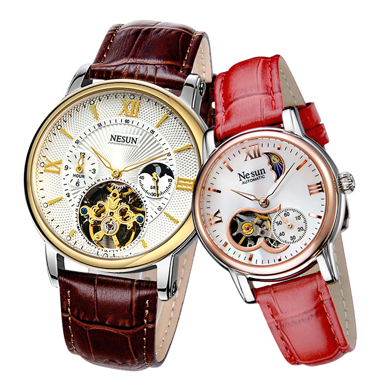 正品尼尚情侣一对价全自动男女表 nesun尼尚国产腕表