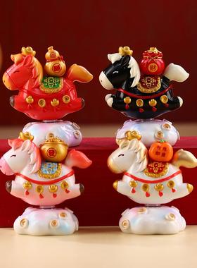 2026马年吉祥物装饰马上有钱摆件桌面文创礼品工位玄学圣诞节礼物