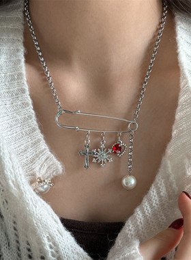 【小众ins风】别针雪花项链