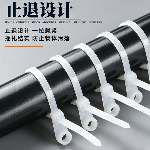 固定头式黑色尼龙扎带螺丝孔圆孔塑料卡扣束线捆绑固定螺丝孔扎带 - 图3