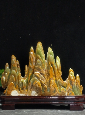 奇石阿富汗玉靠山石古青玉造型