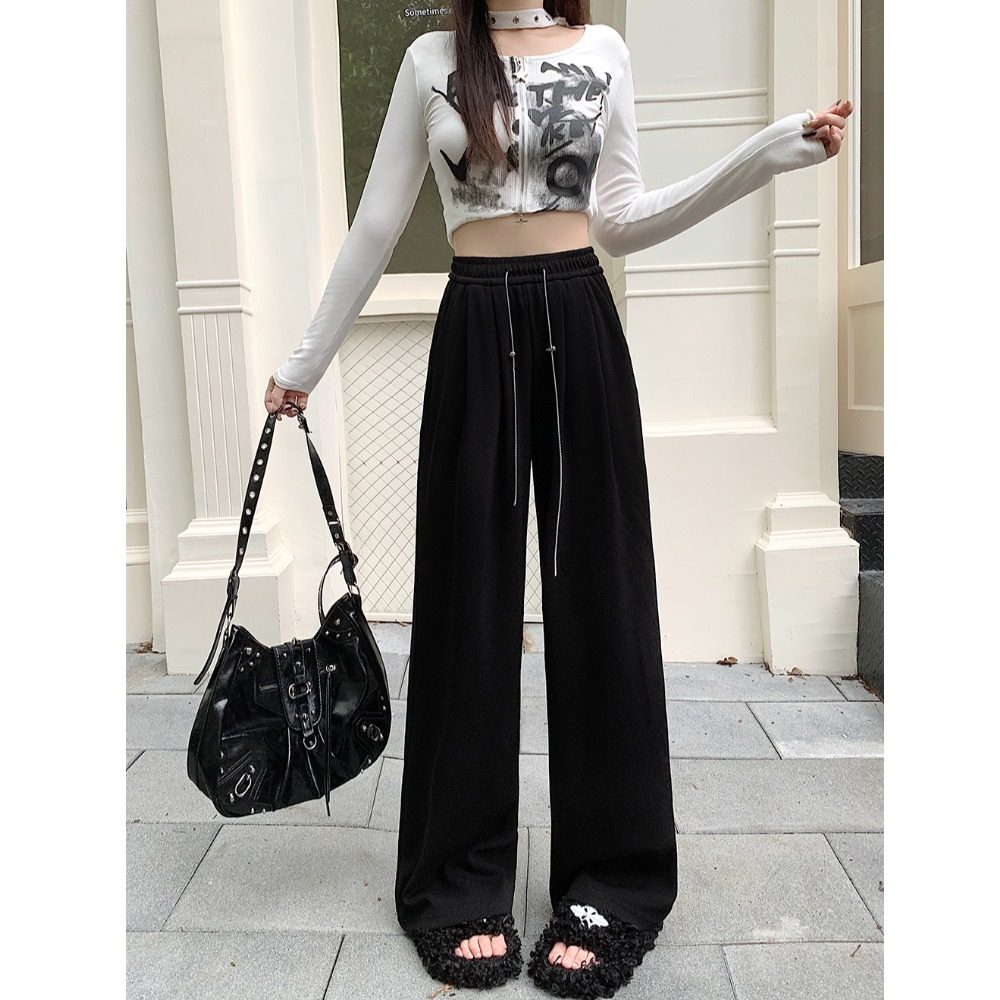 小吉家大码女装秋季新款松紧腰抽绳宽松阔腿裤胖mm高腰显瘦长裤子,淘宝优惠券,粉丝福利购,淘宝优惠卷