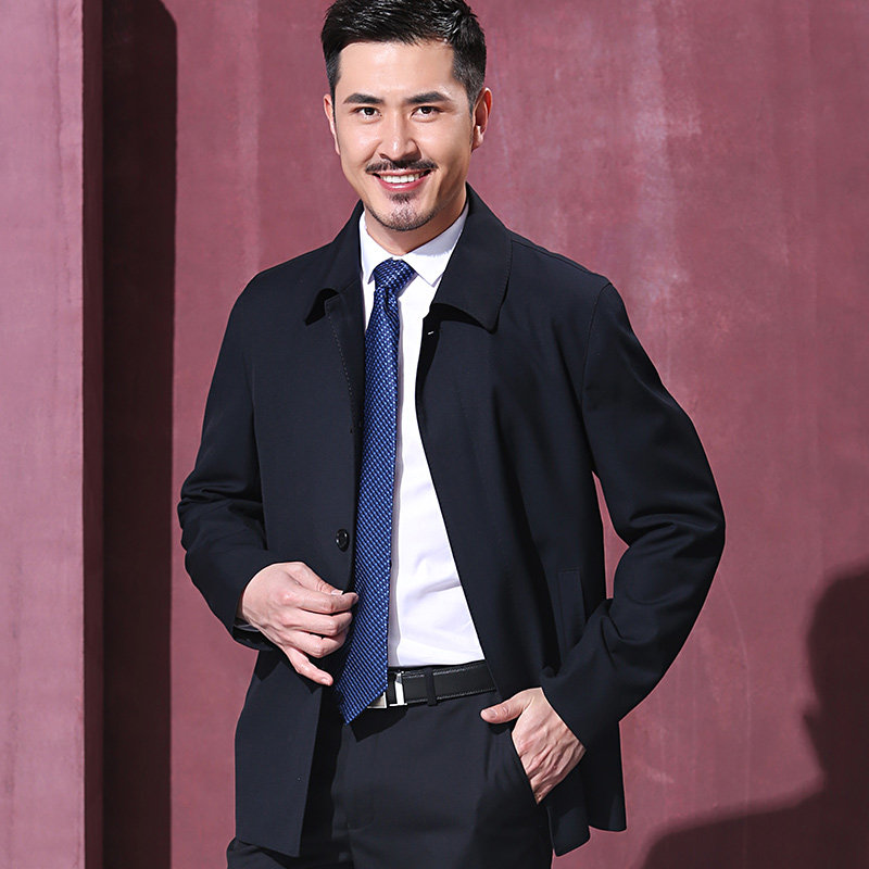 红都春款男士短款商务休闲男装披风 红都风衣