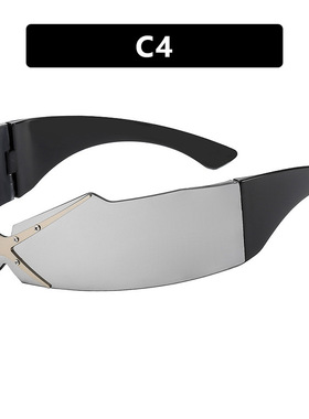 嘻哈欧美个性太阳镜科技眼镜蹦迪酒吧墨镜朋克未来感无框一体时尚