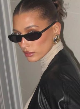 海莉同款超轻小窄框猫眼墨镜女款2025新款小脸欧美风超酷太阳眼镜