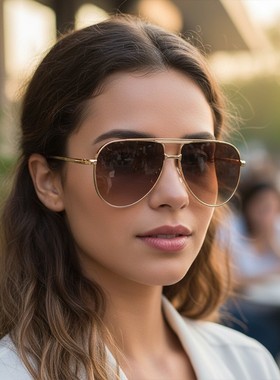 新款金属复古双梁飞行员蛤蟆镜太阳镜欧美百搭时尚防晒跨境墨镜男