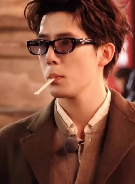 王安宇同款蓝色gm方框墨镜男款2025新款痞帅斯文小脸浅色太阳眼镜