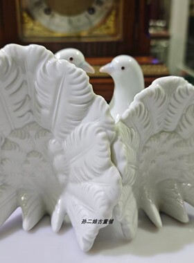 西班牙原产Lladro雅致动物瓷偶比翼双飞手工制作家居装饰摆件中古