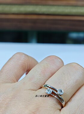 英国产vintage珠宝10K黄金镶嵌2颗钻石设计款戒指独特时尚中古