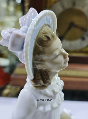 西班牙原产Lladro雅致双人瓷偶翘翘板游戏家居装饰摆件手工制中古