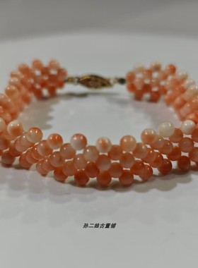 英国Vintage珠宝手工编串有机宝石小圆珠设计款手链复古时尚中古