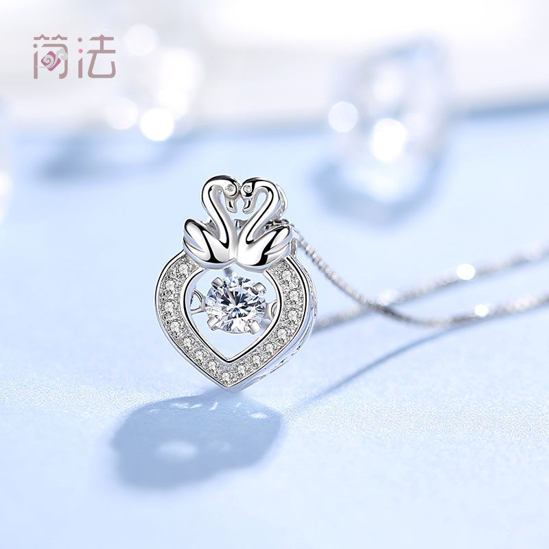 简法女士小天鹅吊坠日韩纯银项链 简法项链