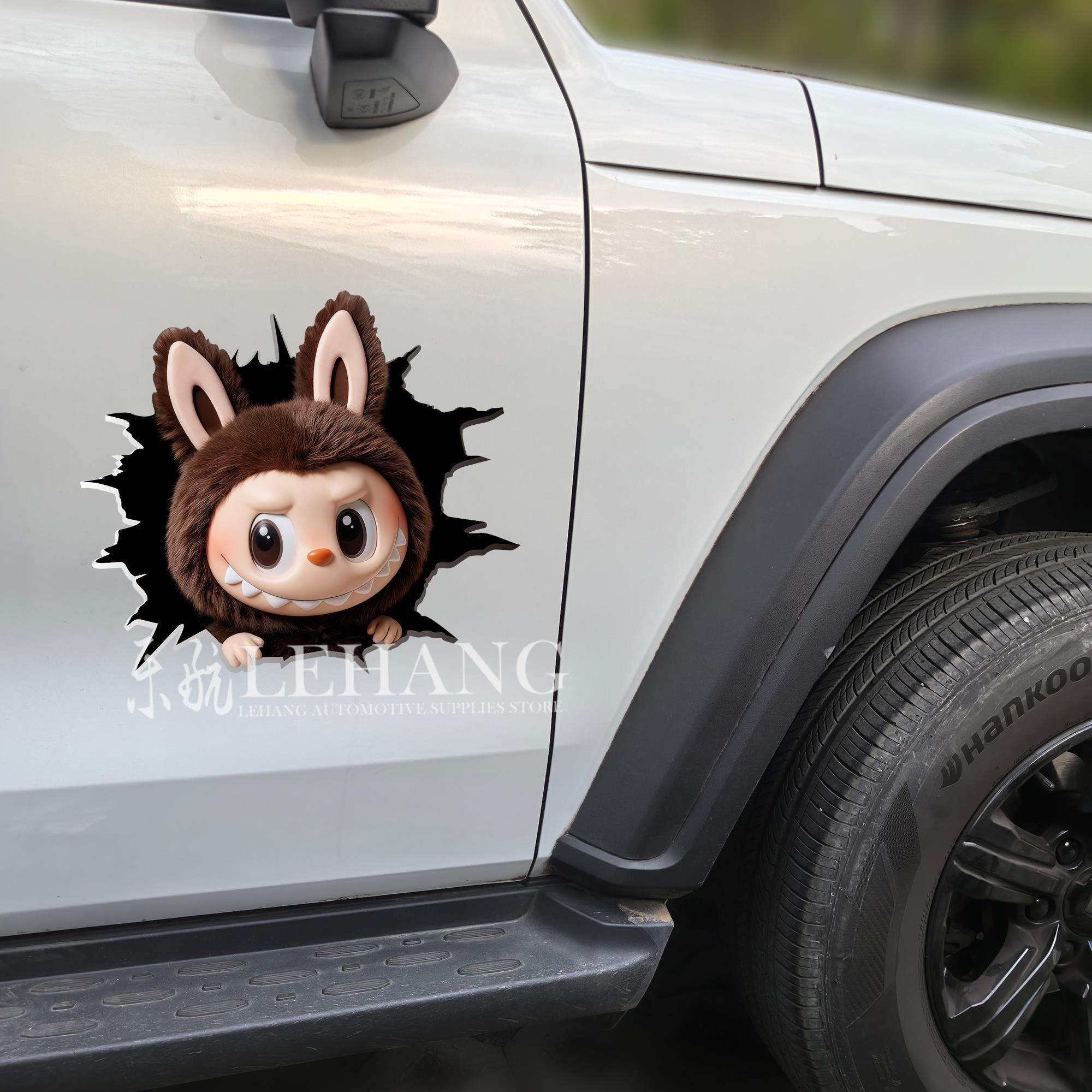 拉布布Zimomo破洞个性汽车装饰贴纸划痕遮挡贴可爱卡通电动车贴,淘宝优惠券,粉丝福利购,淘宝优惠卷