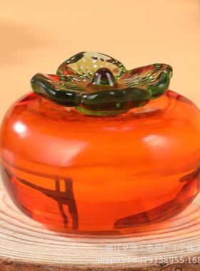 琉璃镇纸小摆件镇尺柿柿如意文房四宝水晶镇尺毛笔书法专用笔搁