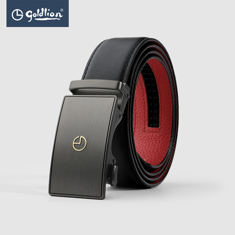 金利来真皮新款红腰带自动扣男皮带 金利来腰带/皮带/腰链