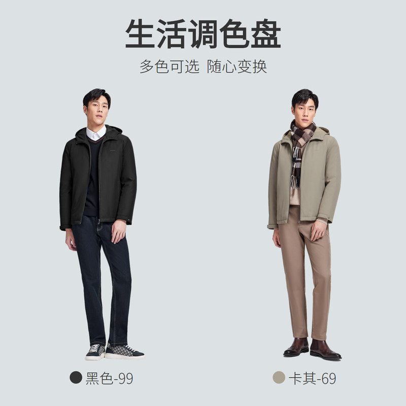 【白鹅绒】金利来2025秋冬新款男士羽绒服男抑菌三防连帽保暖外套