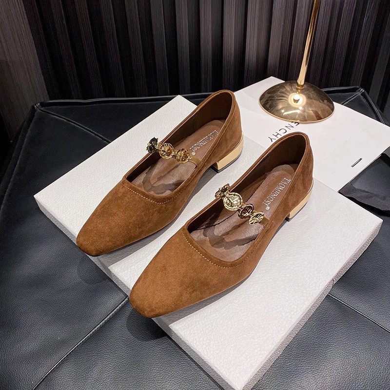 羊皮版~~方头单鞋女春秋2026新款一字带小金币平底通勤法式玛丽珍,淘宝优惠券,粉丝福利购,淘宝优惠卷