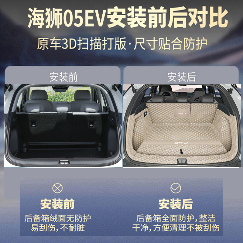 2025款比亚迪海狮05EV后备箱垫全包围防水汽车尾箱垫内饰改装用品 - 图2
