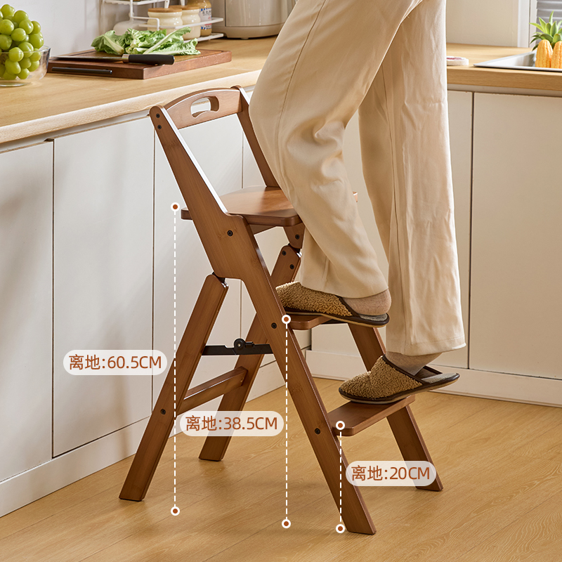 家用多功能折叠梯凳便携式登高梯子阶梯花架厨房高脚凳带靠背椅子 - 图0