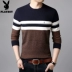 Playboy Autumn Men Vòng cổ dài tay áo thun Thanh niên Áo len mỏng nam Cotton Slim đan đáy áo - Áo phông ngắn Áo phông ngắn