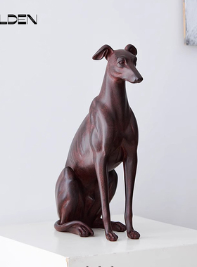 欧式复古做旧杜宾犬装饰工艺品摆件家居软装客厅玄关电视柜摆设